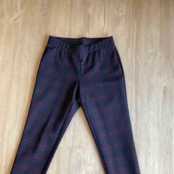 Talbots plaid pull-on stretch ankle pants Christmas tartan plaid wine na… - Picture 7 of 15